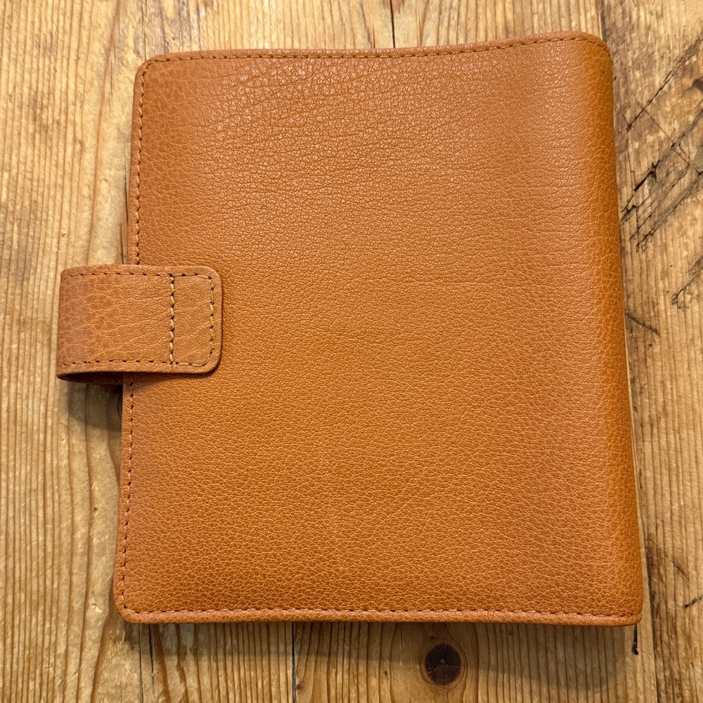 Leather Planner Organizer in Tan - Classic Home Office Accessory - Picture 3 of 13